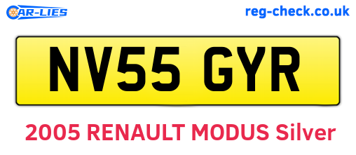 NV55GYR are the vehicle registration plates.