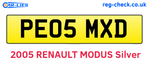 PE05MXD are the vehicle registration plates.