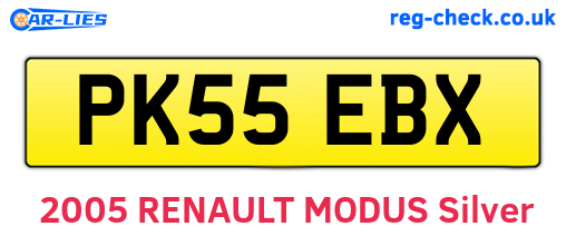 PK55EBX are the vehicle registration plates.