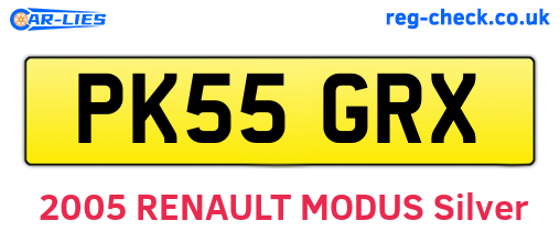PK55GRX are the vehicle registration plates.