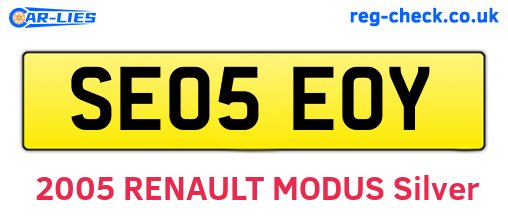 SE05EOY are the vehicle registration plates.