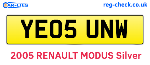 YE05UNW are the vehicle registration plates.