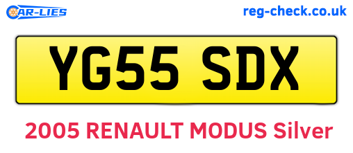 YG55SDX are the vehicle registration plates.