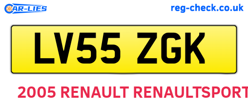 LV55ZGK are the vehicle registration plates.
