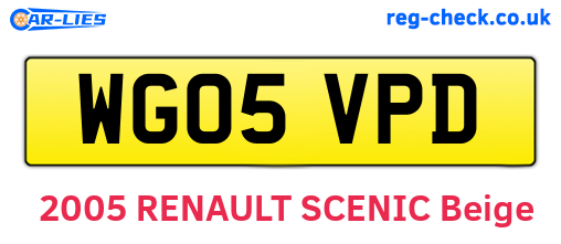 WG05VPD are the vehicle registration plates.