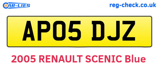 AP05DJZ are the vehicle registration plates.