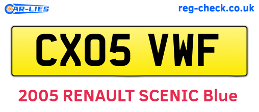 CX05VWF are the vehicle registration plates.