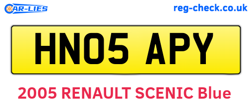 HN05APY are the vehicle registration plates.