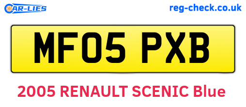 MF05PXB are the vehicle registration plates.