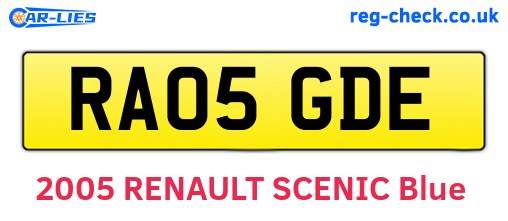 RA05GDE are the vehicle registration plates.