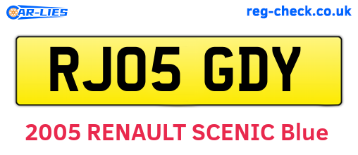 RJ05GDY are the vehicle registration plates.