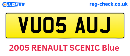 VU05AUJ are the vehicle registration plates.