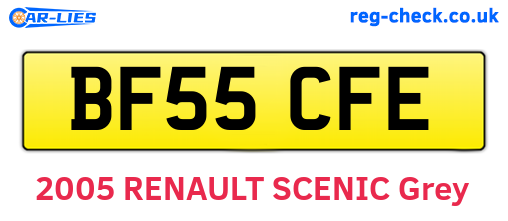 BF55CFE are the vehicle registration plates.