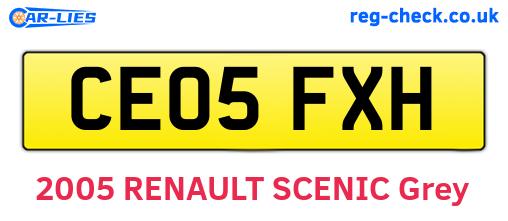 CE05FXH are the vehicle registration plates.