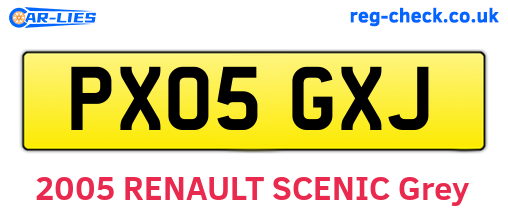 PX05GXJ are the vehicle registration plates.