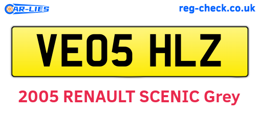 VE05HLZ are the vehicle registration plates.