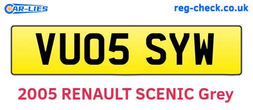VU05SYW are the vehicle registration plates.