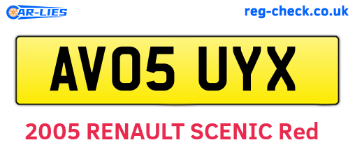 AV05UYX are the vehicle registration plates.