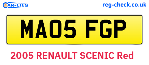 MA05FGP are the vehicle registration plates.