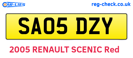 SA05DZY are the vehicle registration plates.