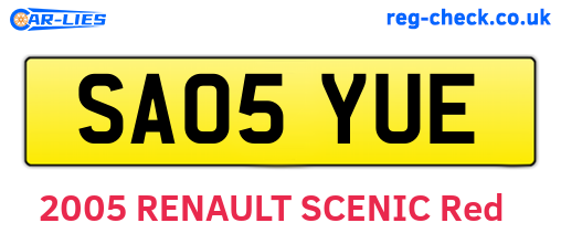 SA05YUE are the vehicle registration plates.