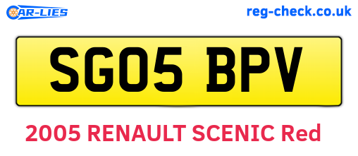 SG05BPV are the vehicle registration plates.
