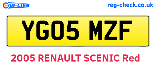 YG05MZF are the vehicle registration plates.