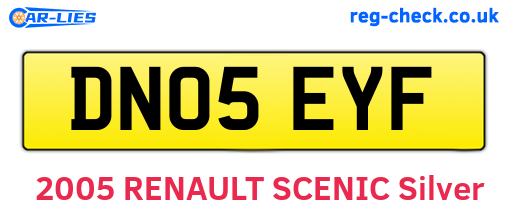 DN05EYF are the vehicle registration plates.