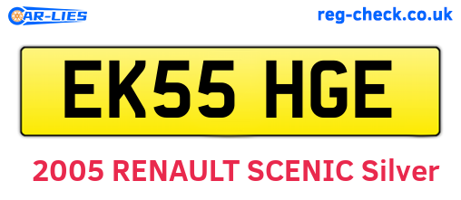 EK55HGE are the vehicle registration plates.