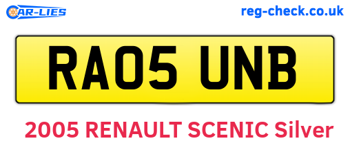 RA05UNB are the vehicle registration plates.