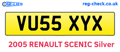 VU55XYX are the vehicle registration plates.