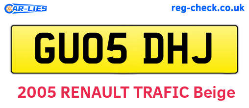 GU05DHJ are the vehicle registration plates.