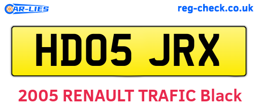 HD05JRX are the vehicle registration plates.