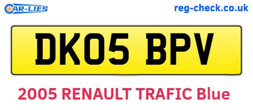 DK05BPV are the vehicle registration plates.
