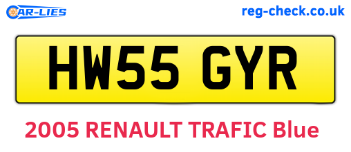 HW55GYR are the vehicle registration plates.