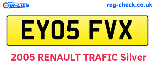 EY05FVX are the vehicle registration plates.