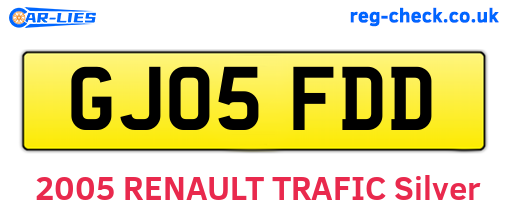 GJ05FDD are the vehicle registration plates.