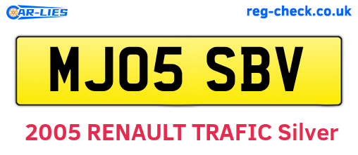 MJ05SBV are the vehicle registration plates.