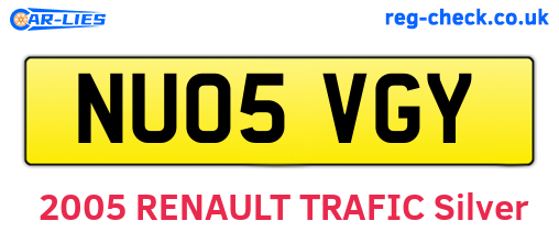 NU05VGY are the vehicle registration plates.