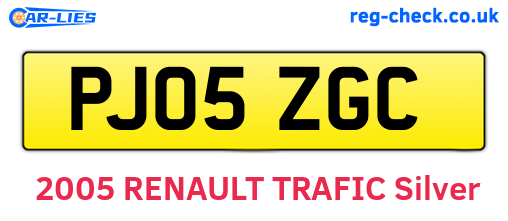 PJ05ZGC are the vehicle registration plates.