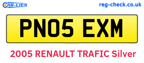 PN05EXM are the vehicle registration plates.