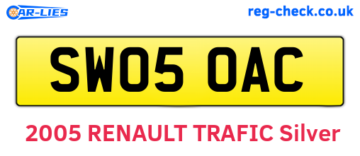 SW05OAC are the vehicle registration plates.