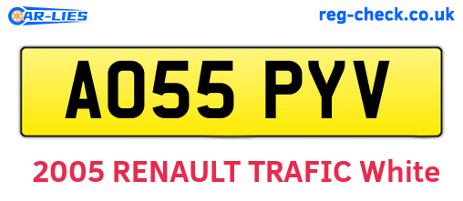 AO55PYV are the vehicle registration plates.
