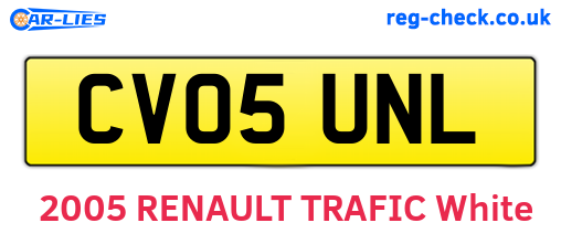 CV05UNL are the vehicle registration plates.