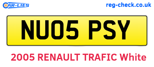 NU05PSY are the vehicle registration plates.