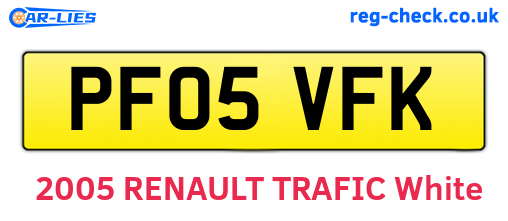 PF05VFK are the vehicle registration plates.