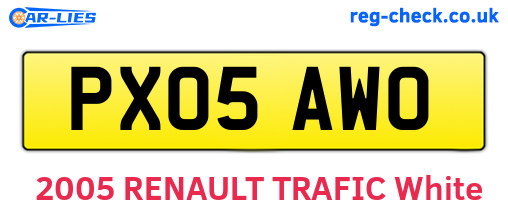 PX05AWO are the vehicle registration plates.