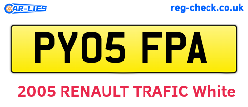 PY05FPA are the vehicle registration plates.