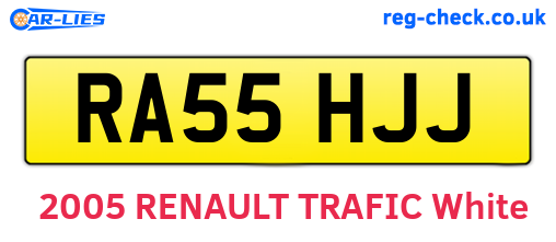 RA55HJJ are the vehicle registration plates.