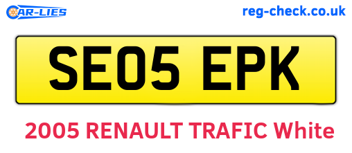 SE05EPK are the vehicle registration plates.
